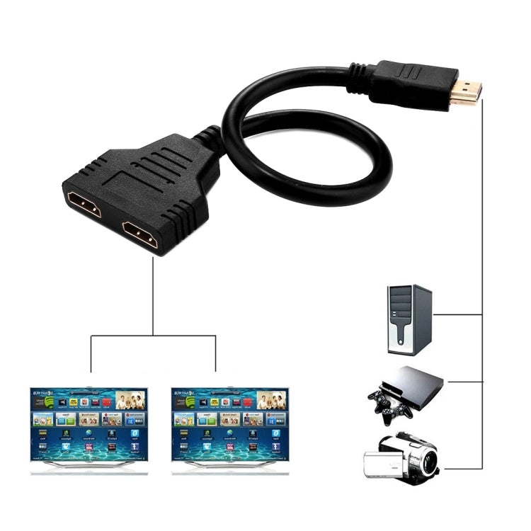 30cm HDMI Male to Dual HDMI Female 1.4 Version Cable Connector Adapter