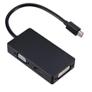 Mini DP to HDMI + DVI + VGA Rectangle Multi-function Converter, Cable Length: 28cm(Black)