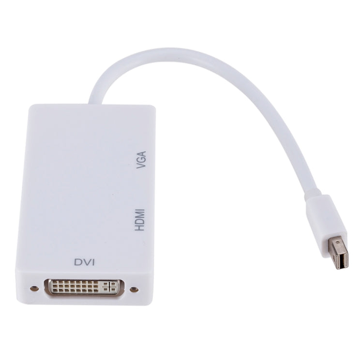 Mini DP to HDMI + DVI + VGA Rectangle Multi-function Converter, Cable Length: 28cm(White)