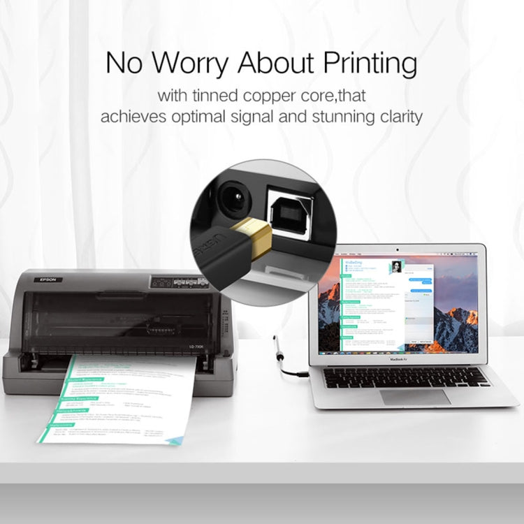 UGREEN USB 2.0 Nickel-plated Printer Cable Data Cable, For Canon, Epson, HP, Cable Length: 1m