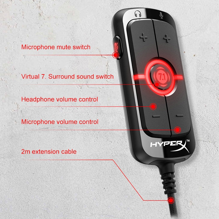 Kingston HyperX Amp USB Sound Card HX-USCCAMSS-BK AMP7.1 Wire Control Game Sound Card