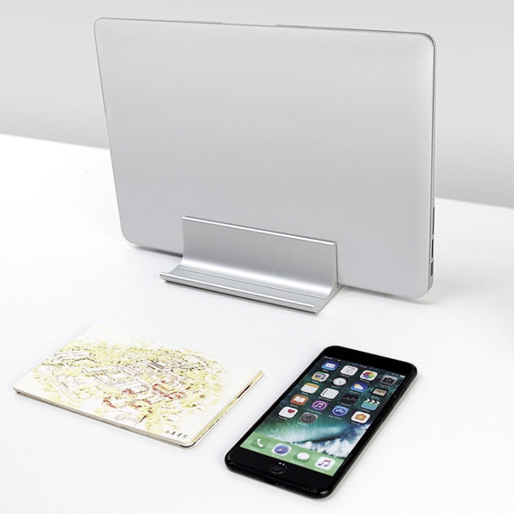 Universal Portable Aluminum Alloy Single Slot Width Adjustable Laptop Vertical Radiating Storage Stand Base(Black)