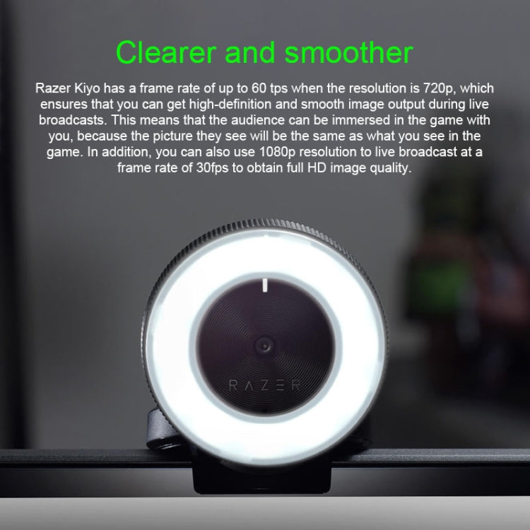 Razer Kiyo 4.0 Million Pixels Ring Fill Light USB Live Broadcast Webcam, Cable Length: 1.5m