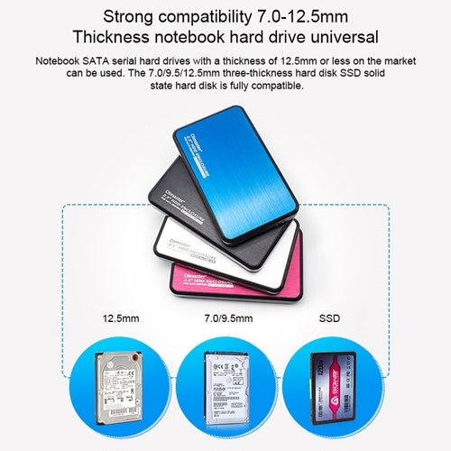 OImaster EB-2506U3 SATA USB 3.0 Interface HDD Enclosure for Laptops, Support Thickness: 7.0-12.5mm (Blue)