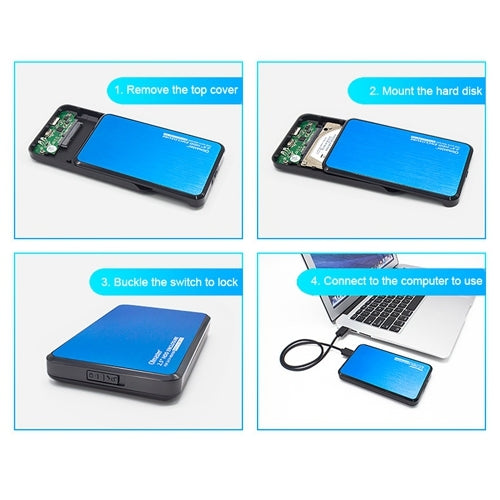 OImaster EB-2506U3 SATA USB 3.0 Interface HDD Enclosure for Laptops, Support Thickness: 7.0-12.5mm (Blue)