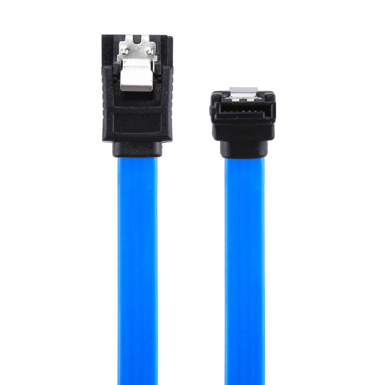 26AWG SATA III 7 Pin Female Straight to 7 Pin Female Elbow Data Cable Extension Cable for HDD / SSD, Total Length: about 50cm(Blue)