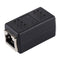 Crystal Network Straight Through Head-line Connector Pair Terminal Female to Double Head RJ45 Interface Extension Device(Black)