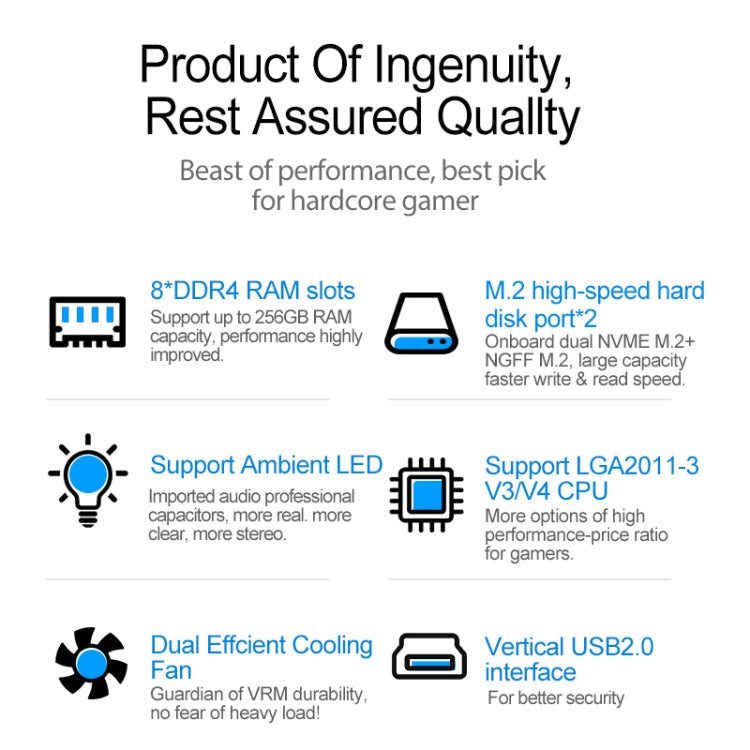 JINGSHA X99-E8I 256G Eight Channel DDR4 Computer Motherboard
