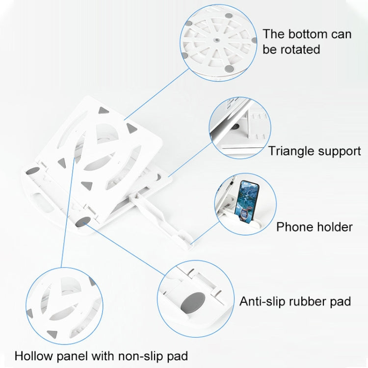 General-purpose Increased Heat Dissipation For Laptops Holder, Style: with Mobile Phone Holder with Rotation (White)
