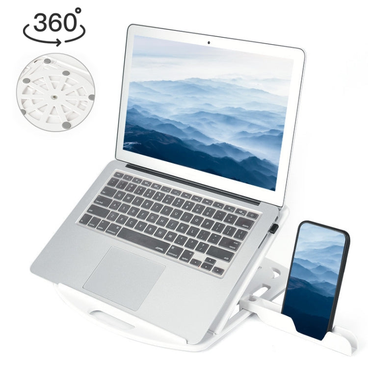 General-purpose Increased Heat Dissipation For Laptops Holder, Style: with Mobile Phone Holder with Rotation (White)