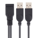 USB Female to 2 USB Male Cable, Length: About 30cm