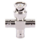 2 PCS 1 x BNC Male to 3 x BNC Female Connector, Cross Type