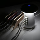 XLD888 5 Ports (2 x 5V/1A + 2 x 5V/2.1A + 1 x QC3.0) USB Charger Mushroom Light Desk Lamp Charger with Phone Holder