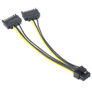 2 x SATA 15 Pin Male to Graphics Card PCI-e PCIE 8 (6+2) Pin Female Video Card Power Supply Cable