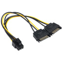 2 x SATA 15 Pin Male to Graphics Card PCI-e PCIE 6 Pin Female Video Card Power Supply Cable