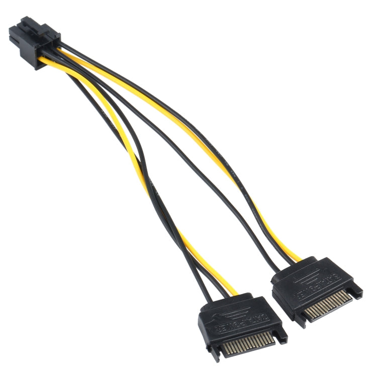 2 x SATA 15 Pin Male to Graphics Card PCI-e PCIE 6 Pin Female Video Card Power Supply Cable