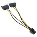 2 x SATA 15 Pin Male to Graphics Card PCI-e PCIE 6 Pin Female Video Card Power Supply Cable