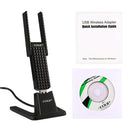 EDUP EP-AC1631 600Mbps Dual Band 11AC USB Wireless Adapter WiFi Network Card with 2 Antennas & Base for Laptop / PC (Black)