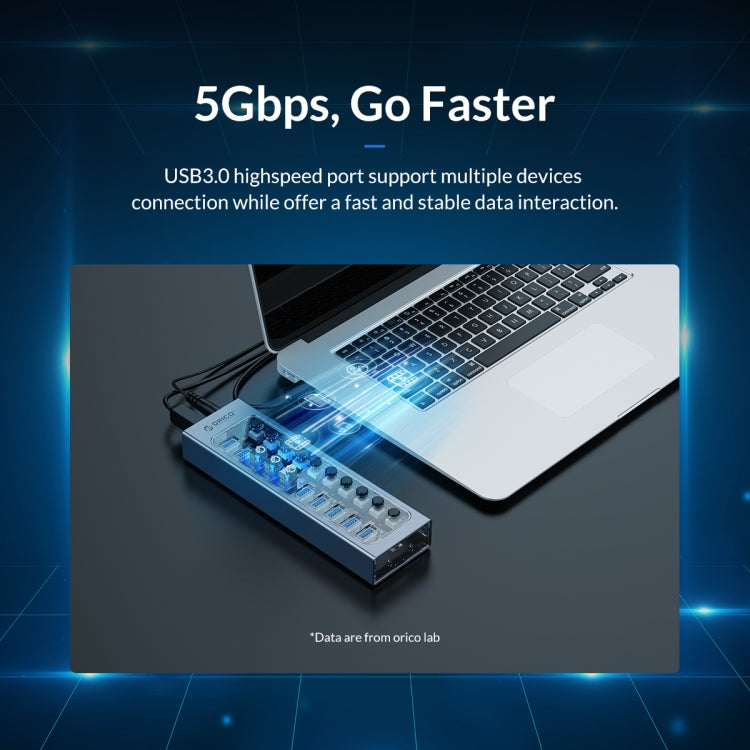 ORICO AT2U3-13AB-GY-BP 13 Ports USB 3.0 HUB with Individual Switches & Blue LED Indicator, AU Plug