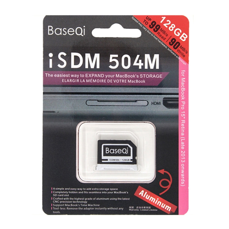 BASEQI 503MSV 128GB Aluminum Alloy Micro SD(TF) Memory Card for Macbook Pro Retina 15 inch (2012 - 2013 Early) Laptops