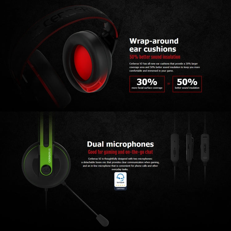 ASUS Cerberus V2 3.5mm Interface 53mm Speaker Unit Gaming Headset with Mic(Blue)