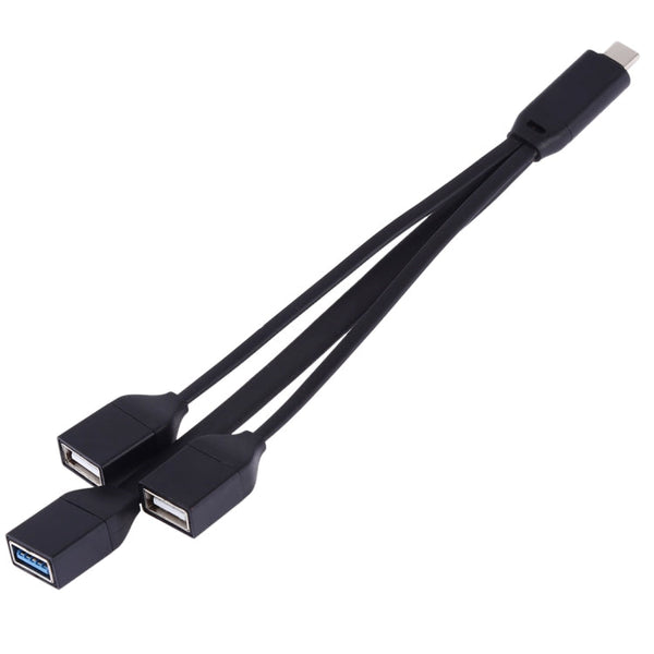 3 in 1 Type-C / USB-C to 3 x USB 3.0 Cable(Black)