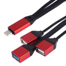 3 in 1 Type-C / USB-C to 3 x USB 3.0 Adapter Cable(Red)