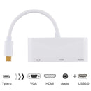 USB 2.0 + Audio Port + VGA + HDMI to USB-C / Type-C HUB Adapter (White)