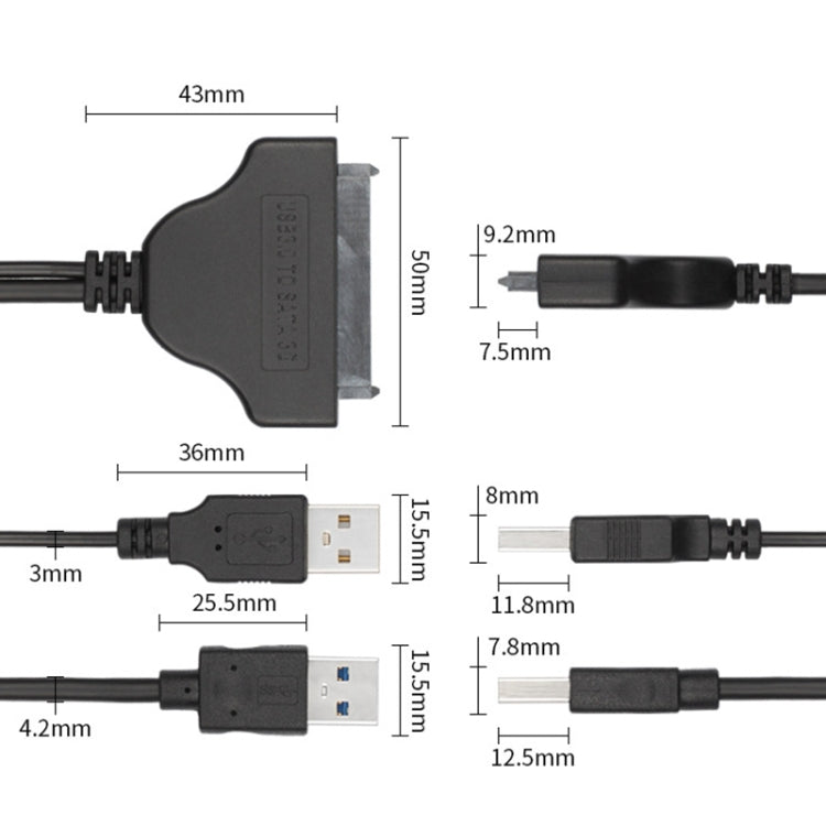 USB 3.0 to SATA 3G USB Easy Drive Cable, Cable Length: 15cm