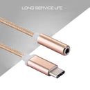 USB-C / Type-C Male to 3.5mm Female Weave Texture Audio Adapter, Length: about 10cm(Gold)