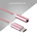 USB-C / Type-C Male to 3.5mm Female Weave Texture Audio Adapter, For Galaxy S8 & S8 + / LG G6 / Huawei P10 & P10 Plus / Oneplus 5 / Xiaomi Mi6 & Max 2 /and other Smartphones, Length: about 10cm(Rose Gold)