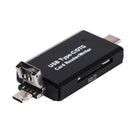 3 in 1 USB-C / Type-C 3.1 to USB 2.0 + Micro USB + SD(HC) + Micro SD Card Reader Adapter with OTG Function for Macbook / Google Chromebook / Nokia N1 / Letv(Black)