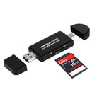 3 in 1 USB-C / Type-C 3.1 to USB 2.0 + Micro USB + SD(HC) + Micro SD Card Reader Adapter with OTG Function for Macbook / Google Chromebook / Nokia N1 / Letv(Black)
