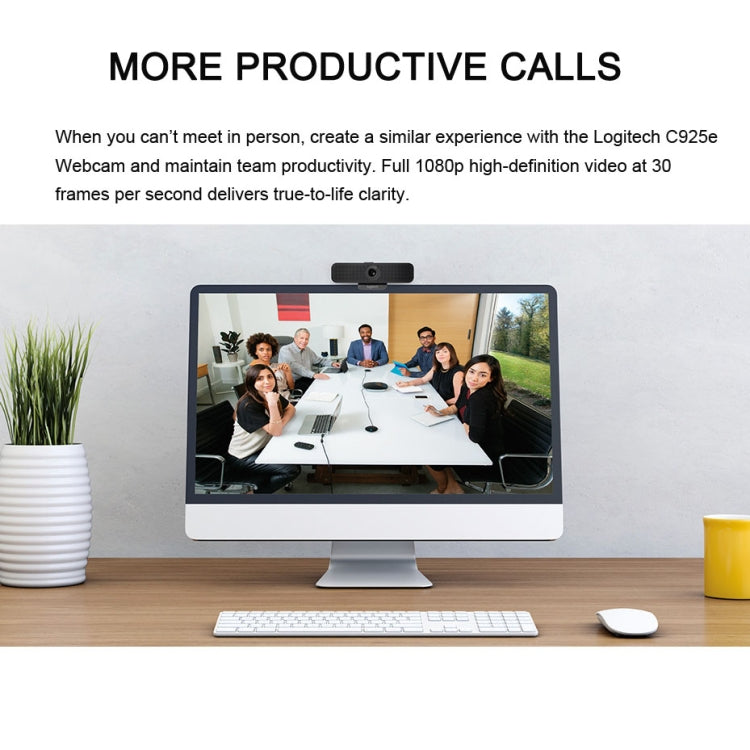 Logitech C925E 1080p HD Webcam with Integrated Security Cover(Black)