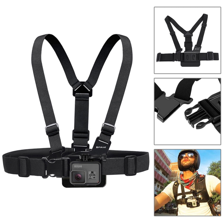 PULUZ 20 in 1 Accessories Combo Kits (Chest Strap + Head Strap + Suction Cup Mount + 3-Way Pivot Arm + J-Hook Buckles + Extendable Monopod + Tripod Adapter + Bobber Hand Grip + Storage Bag + Wrench) f ... /3 /2 /1, DJI Osmo Action and Other Action Cameras