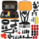 PULUZ 53 in 1 Accessories Total Ultimate Combo Kits with Orange EVA Case (Chest Strap + Suction Cup Mount + 3-Way Pivot Arms + J-Hook Buckle + Wrist Strap + Helmet Strap + Extendable Monopod + Surface ... /3 /2 /1, DJI Osmo Action and Other Action Cameras