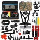 PULUZ 53 in 1 Accessories Total Ultimate Combo Kits with Camouflage EVA Case (Chest Strap + Suction Cup Mount + 3-Way Pivot Arms + J-Hook Buckle + Wrist Strap + Helmet Strap + Extendable Monopod + Sur ... /3 /2 /1, DJI Osmo Action and Other Action Cameras