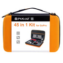 PULUZ 45 in 1 Accessories Ultimate Combo Kits with Orange EVA Case (Chest Strap + Suction Cup Mount + 3-Way Pivot Arms + J-Hook Buckle + Wrist Strap + Helmet Strap + Surface Mounts + Tripod Adapter + ... /3 /2 /1, DJI Osmo Action and Other Action Cameras