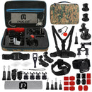 PULUZ 45 in 1 Accessories Ultimate Combo Kits with Camouflage EVA Case (Chest Strap + Suction Cup Mount + 3-Way Pivot Arms + J-Hook Buckle + Wrist Strap + Helmet Strap + Surface Mounts + Tripod Adapte ... /3 /2 /1, DJI Osmo Action and Other Action Cameras