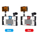 PULUZ 3 in 1 Vlogging Live Broadcast LED Selfie Light Smartphone Video Rig Kits with Microphone + Cold Shoe Tripod Head for iPhone, Galaxy, Huawei, Xiaomi, HTC, LG, Google, and Other Smartphones(Blue)