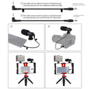 PULUZ 4 in 1 Vlogging Live Broadcast LED Selfie Light Smartphone Video Rig Kits with Microphone + Tripod Mount + Cold Shoe Tripod Head for iPhone, Galaxy, Huawei, Xiaomi, HTC, LG, Google, and Other Smartphones(Red)