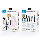 PULUZ 4 in 1 Vlogging Live Broadcast LED Selfie Light Smartphone Video Rig Kits with Microphone + Tripod Mount + Cold Shoe Tripod Head for iPhone, Galaxy, Huawei, Xiaomi, HTC, LG, Google, and Other Smartphones(Red)