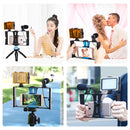 PULUZ 4 in 1 Vlogging Live Broadcast LED Selfie Light Smartphone Video Rig Kits with Microphone + Tripod Mount + Cold Shoe Tripod Head for iPhone, Galaxy, Huawei, Xiaomi, HTC, LG, Google, and Other Smartphones(Blue)