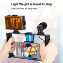 PULUZ 4 in 1 Vlogging Live Broadcast LED Selfie Light Smartphone Video Rig Kits with Microphone + Tripod Mount + Cold Shoe Tripod Head for iPhone, Galaxy, Huawei, Xiaomi, HTC, LG, Google, and Other Smartphones(Blue)