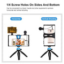 PULUZ 4 in 1 Vlogging Live Broadcast LED Selfie Light Smartphone Video Rig Kits with Microphone + Tripod Mount + Cold Shoe Tripod Head for iPhone, Galaxy, Huawei, Xiaomi, HTC, LG, Google, and Other Smartphones(Blue)