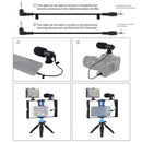 PULUZ 4 in 1 Vlogging Live Broadcast LED Selfie Light Smartphone Video Rig Kits with Microphone + Tripod Mount + Cold Shoe Tripod Head for iPhone, Galaxy, Huawei, Xiaomi, HTC, LG, Google, and Other Smartphones(Blue)