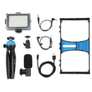 PULUZ 4 in 1 Vlogging Live Broadcast LED Selfie Light Smartphone Video Rig Kits with Microphone + Tripod Mount + Cold Shoe Tripod Head for iPhone, Galaxy, Huawei, Xiaomi, HTC, LG, Google, and Other Smartphones(Blue)