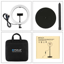 PULUZ 140cm Round Base Desktop Mount + 10.2 inch 26cm LED Ring Vlogging Video Light Kits with Cold Shoe Tripod Ball Head & Phone Clamp