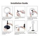 PULUZ 140cm Round Base Desktop Mount + 10.2 inch 26cm LED Ring Vlogging Video Light Kits with Cold Shoe Tripod Ball Head & Phone Clamp