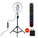 PULUZ 1.1m Tripod Mount + 10.2 inch 26cm RGBW LED Ring Vlogging Video Light Live Broadcast Kits with Cold Shoe Tripod Ball Head & Phone Clamp